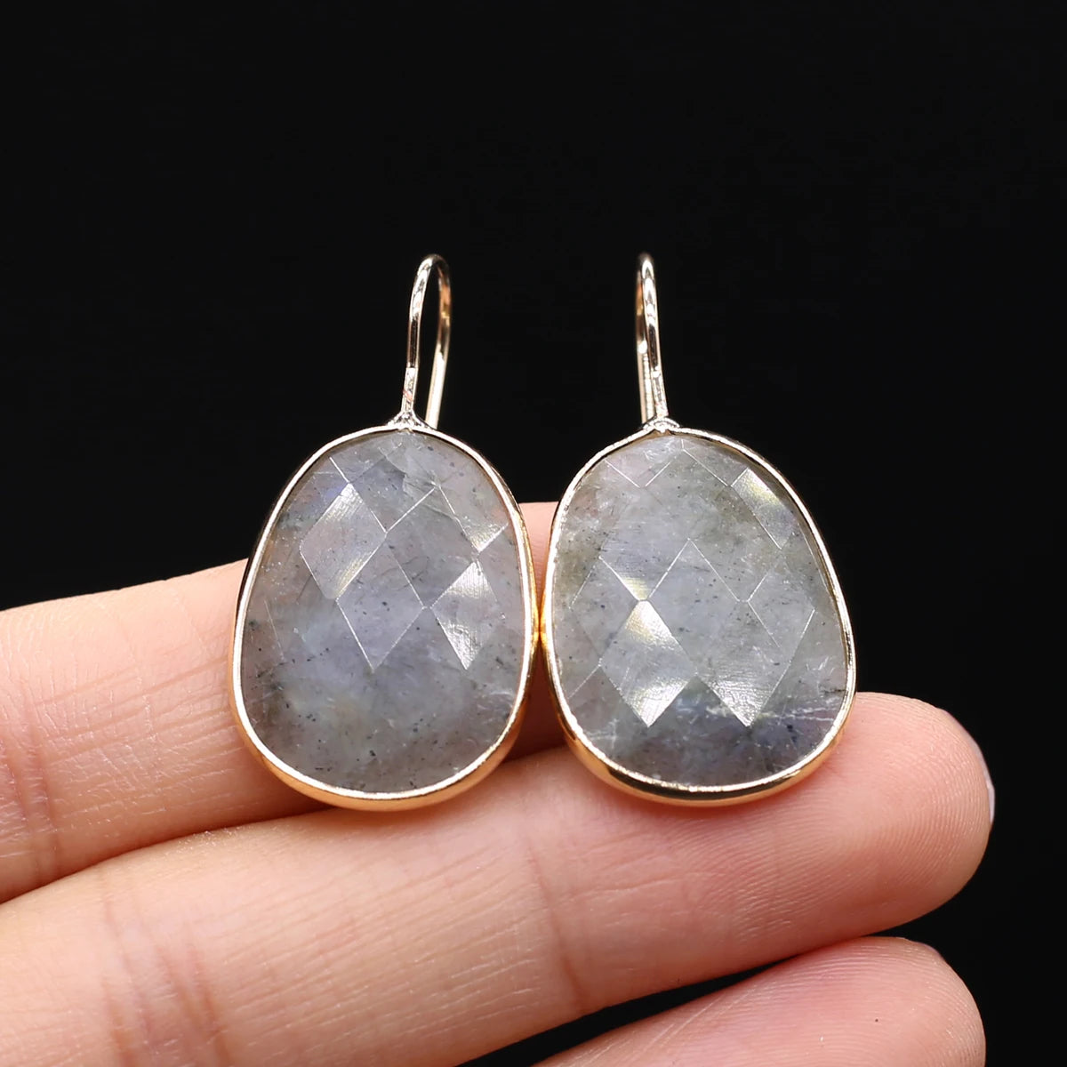 Hot Sale Natural Stone Lapis Lazuli Pink Crystal Faceted Dangle Earring Reiki Eardrop Women Hook Dangle Earrings Party Jewelry