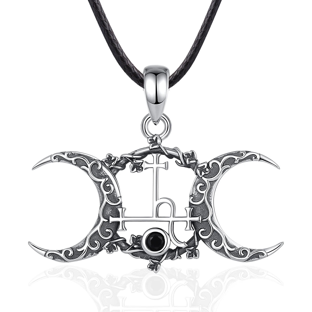 Eudora 925 Sterling Silver Lilith Sigil Necklace Vintage Triple Moon Goddess Amulet Pendant Personality Jewelry Party Gift