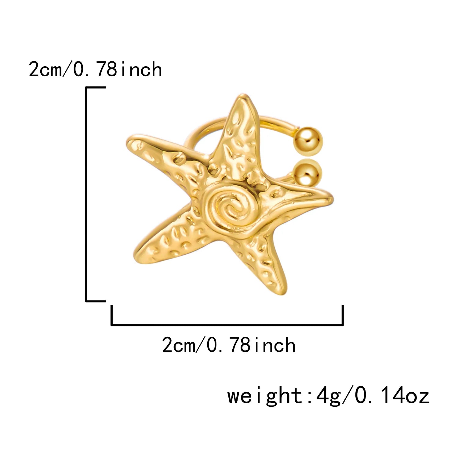 Trendy Starfish Ear Clips Fake Piercings Earrings for Women Boho Shell Conch Asymmetrical Stud Earrings Beach Party Jewelry Gift