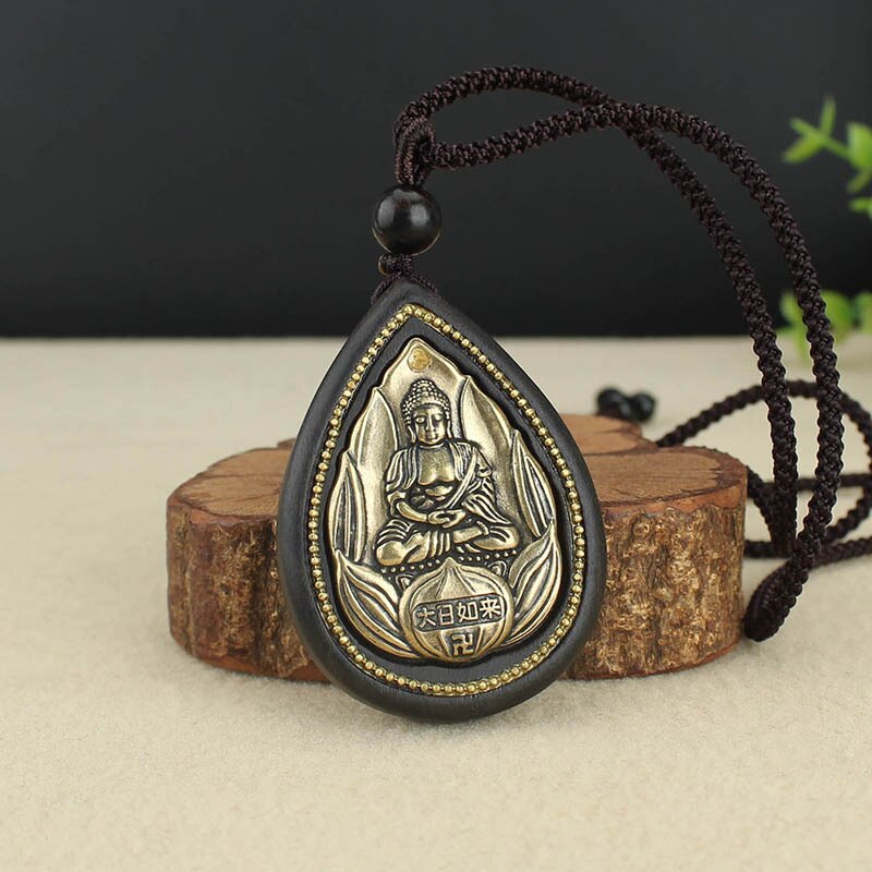 Handmade Ethnic Ebony Exaggerated Bodhisattva Pendant Necklace Women Buddha Lucky Eight guardians Amulet Necklaces For Men - Charlie Dolly