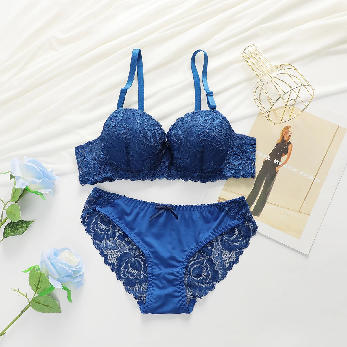 2-piece Sexy Multi-color Lingerie Set For Women's Gathering Push Up Underwear For Women's Flower Underwear Set A2155 - Charlie Dolly