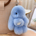 Three Model Size 100% Natural Rex Rabbit Fur Cute Fluffy Bunny Keychain Real Fur Key Chains Bag Toys Doll Lovely Keyring Pendant - Charlie Dolly