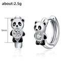 Black Panda Hoop Earrings for Women Cute Girls Circle Earrings Silver Color Fashion Versatile Ear Jewelry Gifts - Charlie Dolly