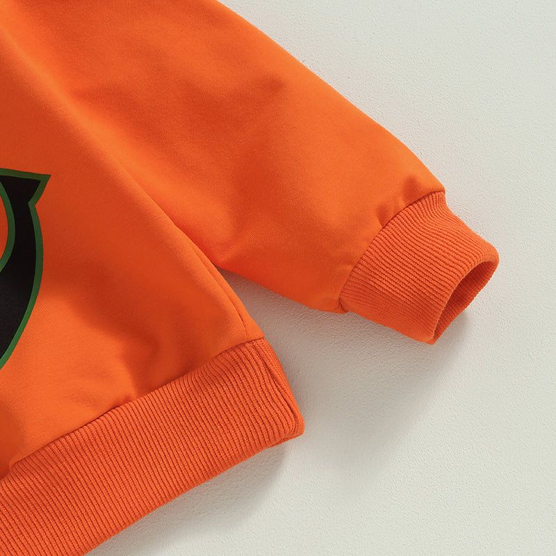 Citgeett Autumn Halloween Kids Boys Girls Outfit Pumpkin Print Long Sleeve Hooded Sweatshirt Pants Fall Clothes Set - Charlie Dolly