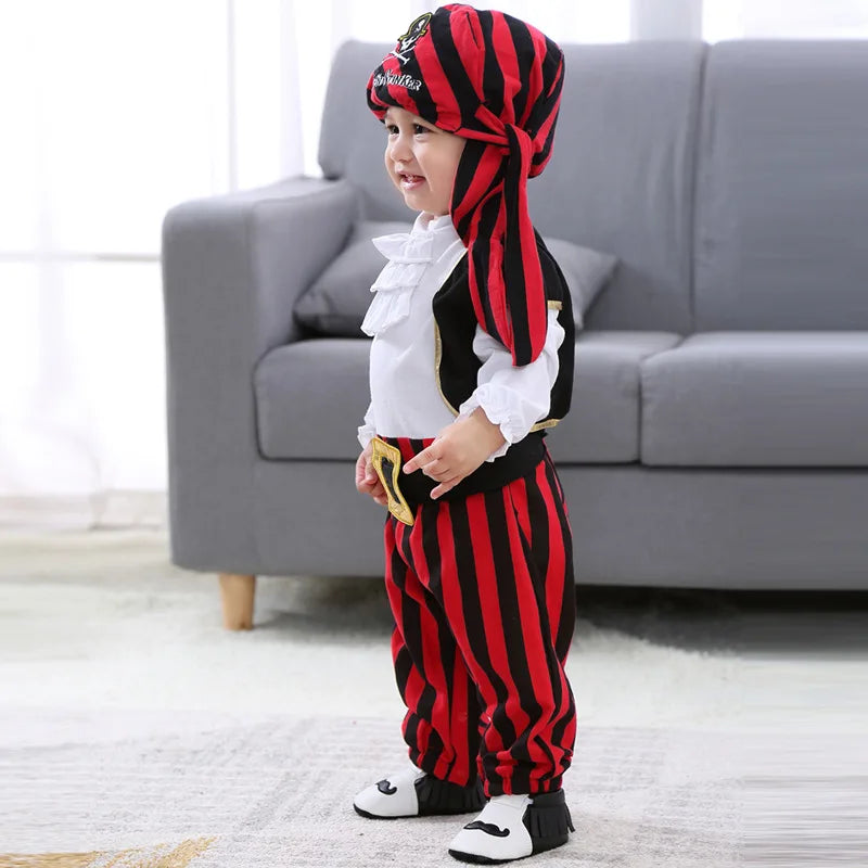 Cosplay Red Knight Pirate Captain Suit Kids Baby Jumpsuits Romper Halloween Costume Fancy Dress party Anime Stage Show Props - Charlie Dolly