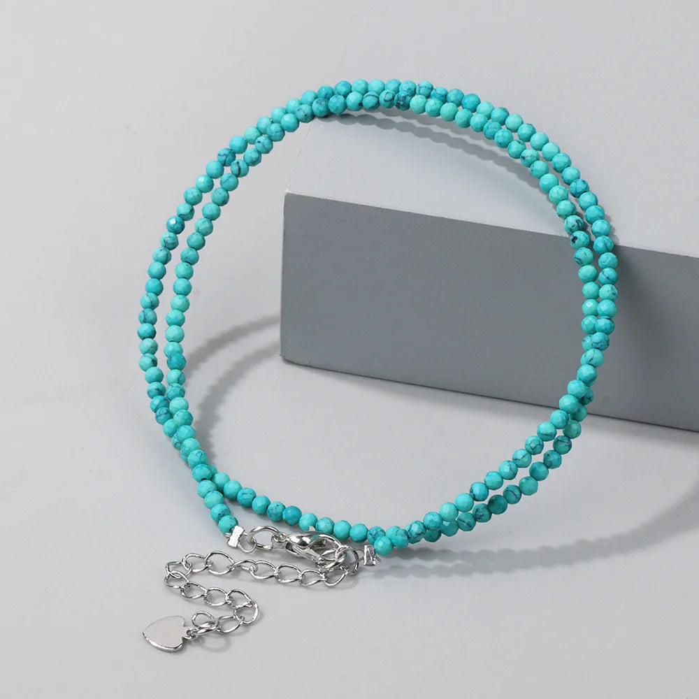 2mm Natural Stone Beads Necklace Handmade Mini lapis lazuli Amethysts Turquoises Beaded Necklaces for Women Boho Jewelry Gift
