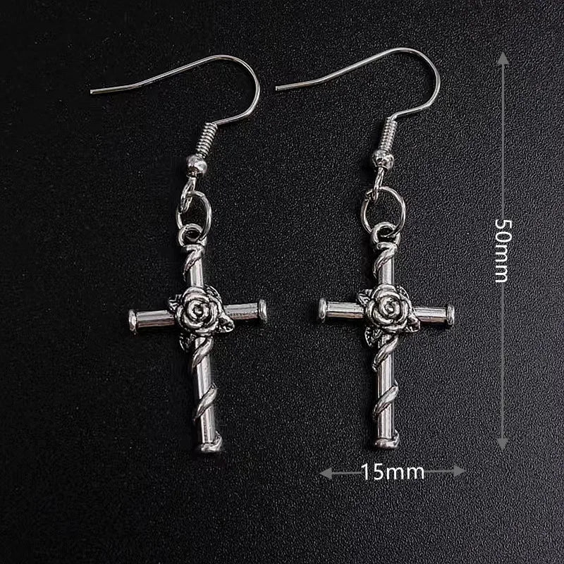 Earrings for Women Girls Drop Dangle Teens Charm Gift Party Simple Punk Cool Halloween Skull Cross Horror Skeleton Death Bat - Charlie Dolly