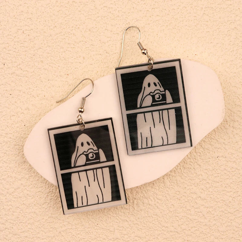 Halloween Dangle Earring With Cartoon Ghost Skeleton Coffin Clown Design Adorable Halloween Women Gift - Charlie Dolly