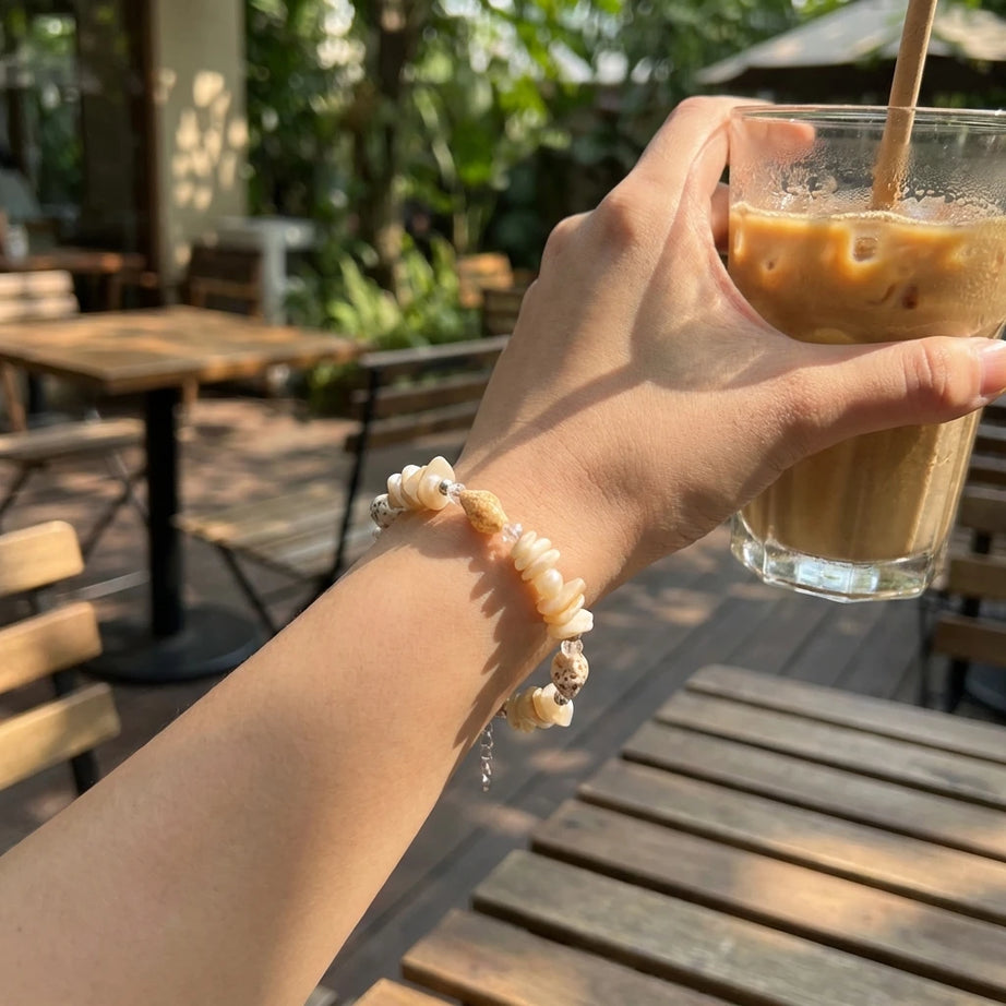 Natural Shell Chip and Conch Boho Bracelet