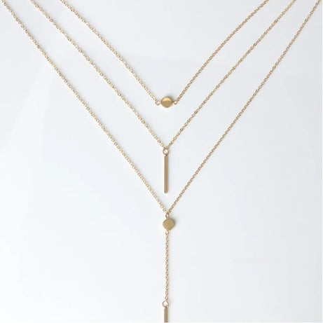 Minimalist Coin Multilayer Chain Necklace Jewelry