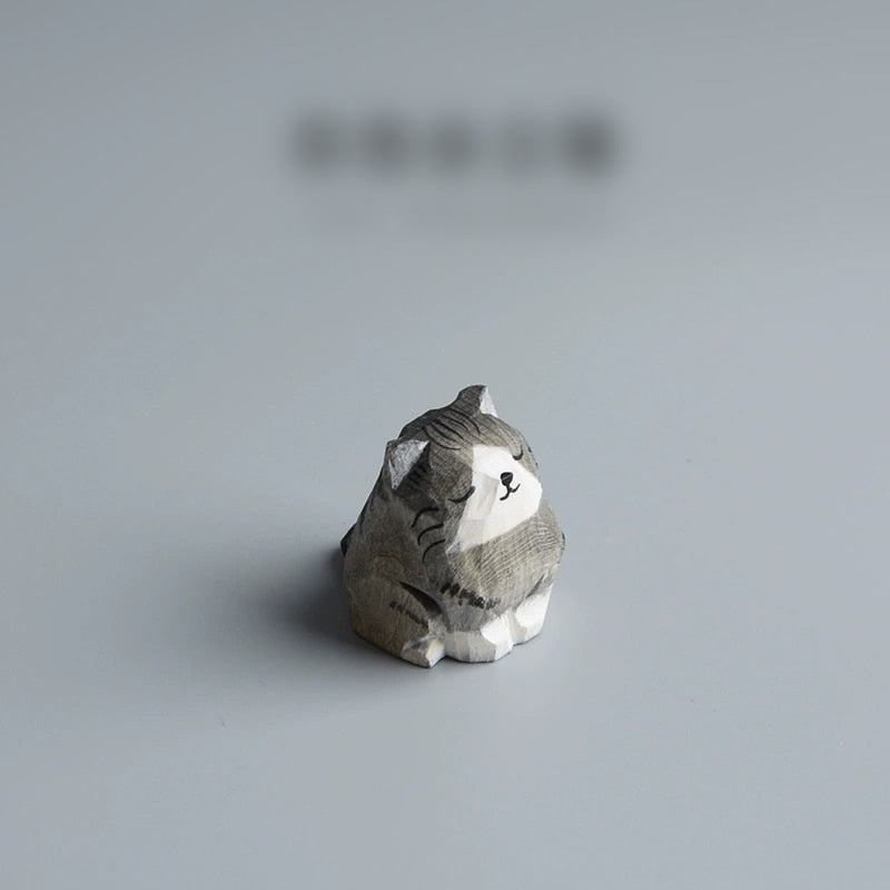 Cat Handmade Ornament Wood Carving Handicraft Gift Cute Orange cat Tanuki Puppet cat Siamese cat Keychain Bag pendant Anime Pop - Charlie Dolly