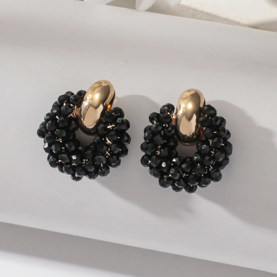 Crystal Bead Geometric Drop Earrings Jewelry