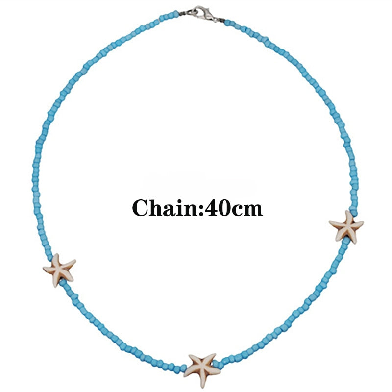 Handmade Beaded Shell Pendant Necklace Pearl Flower Clavicle Chain Vintage Turquoise Choker Necklace Jewelry for Women Gifts - Charlie Dolly