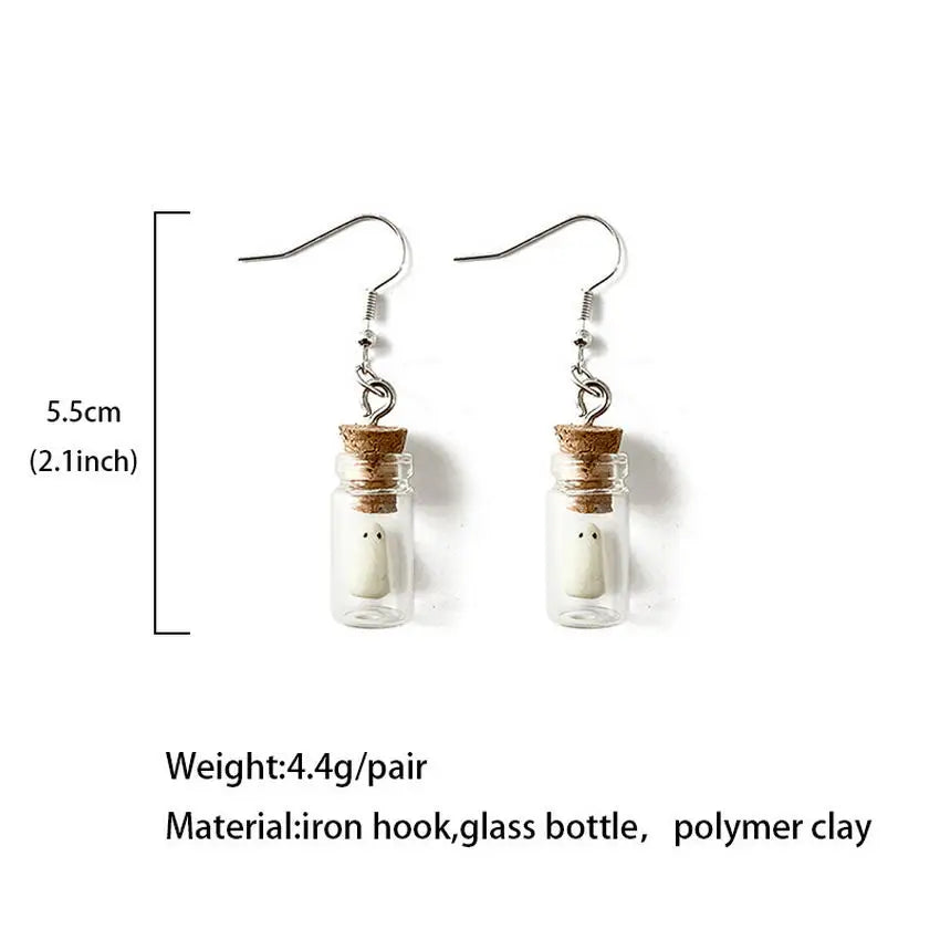 Ghost in Bottle Earrings Glow in the Dark Ghost Dangle Earrings Luminous Halloween Jewelry for Women and Girl - Charlie Dolly
