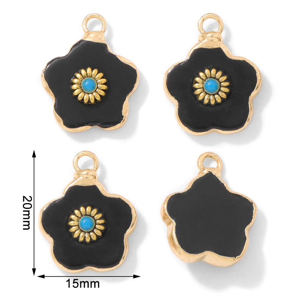 2pcs Natural Stone Flower Charms Tiger Eye Lapis Lazuli Flower Pendant For Jewelry Making Necklace DIY Earrings Bracelet15x20mm