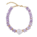 natural stone beaded Kunzite gold-plated bead collar freshwater accents large baroque pearl focal Hook fastening necklace women - Charlie Dolly