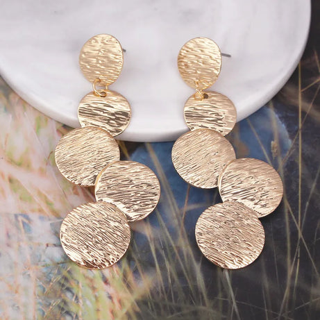 Irregular Disc Multilayer Long Drop Earrings Jewelry