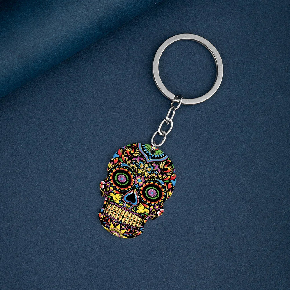 HNSP Stainless Steel Goth Skull Pendant Chain Necklace For Men Women Halloween Key Chain Accessory Gift - Charlie Dolly