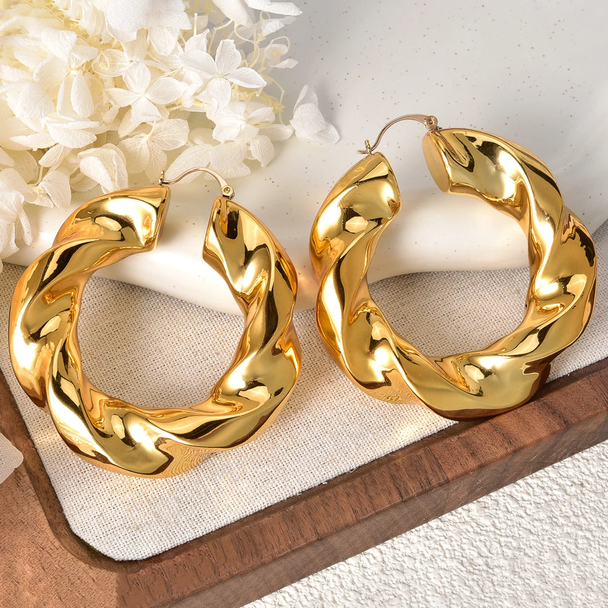 Large Gold Hoop Earrings for Women 18K Gold Plated Circle Boho Statement Jewelry Gift Wedding Anniversary Birthday Party