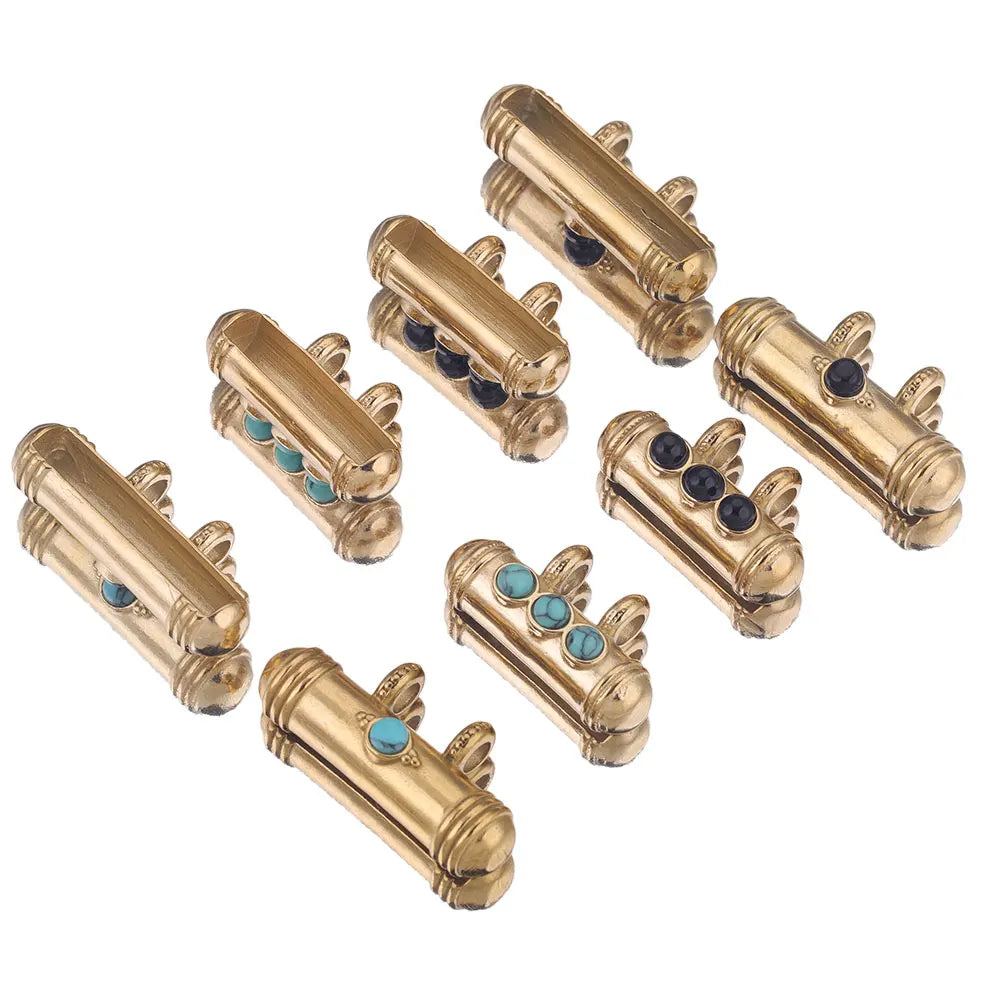 2pcs Stainless Steel Natural Stone Boho Plated Gold Tube Beads Charms Pendant DIY Bracelet Necklace Jewelry Making Metal