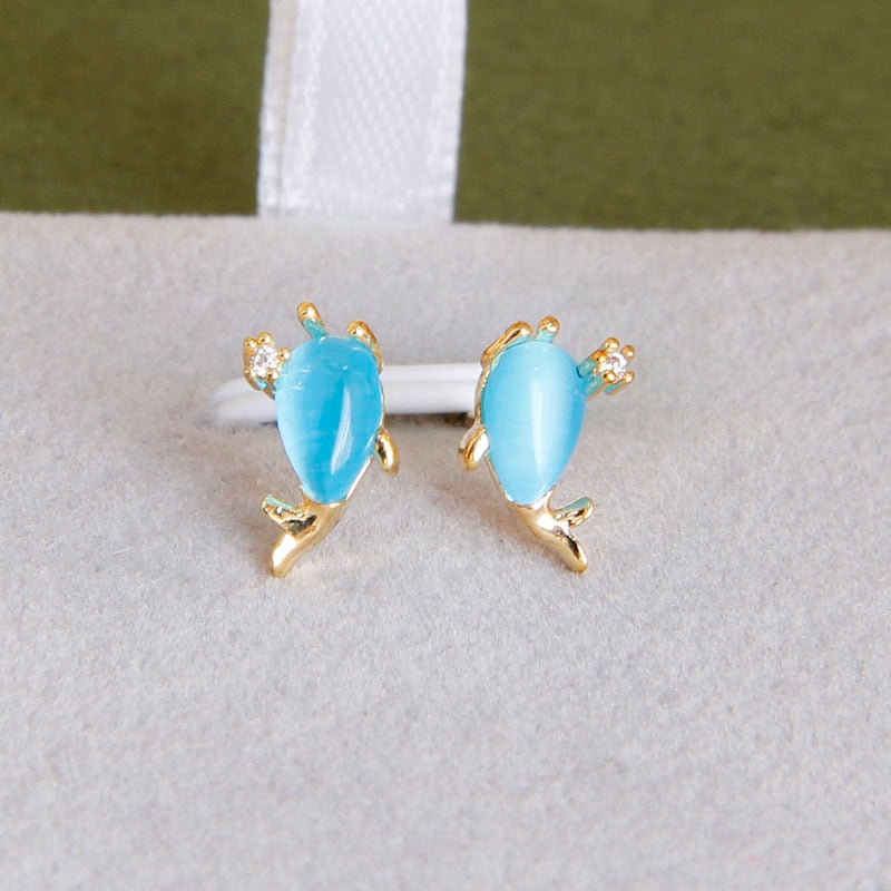 Sight Cute Opal Dolphin Earrings  Fashion Brand Jewelry Delicate Crystal Ocean Animal Stud Earrings for Women Gift - Charlie Dolly