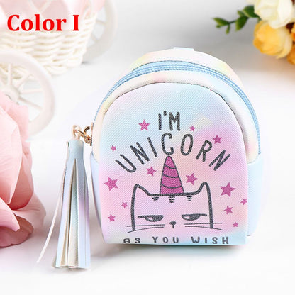 2023 Cartoon Women Girls Mini Coin Bag Cat Printed Coin Purse Keys Card Holder Wallet Money Bags Earphone Package Kids Gifts