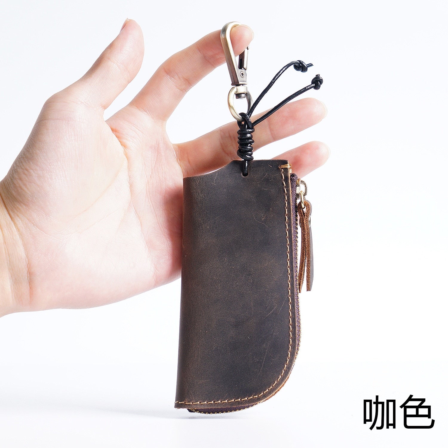 Genuine Leather Housekeeper Keychain Car Key Holder Men Zipper Key Ring Pouch Case Cover Keys Bag Key Organizer Wallet Purse - Charlie Dolly