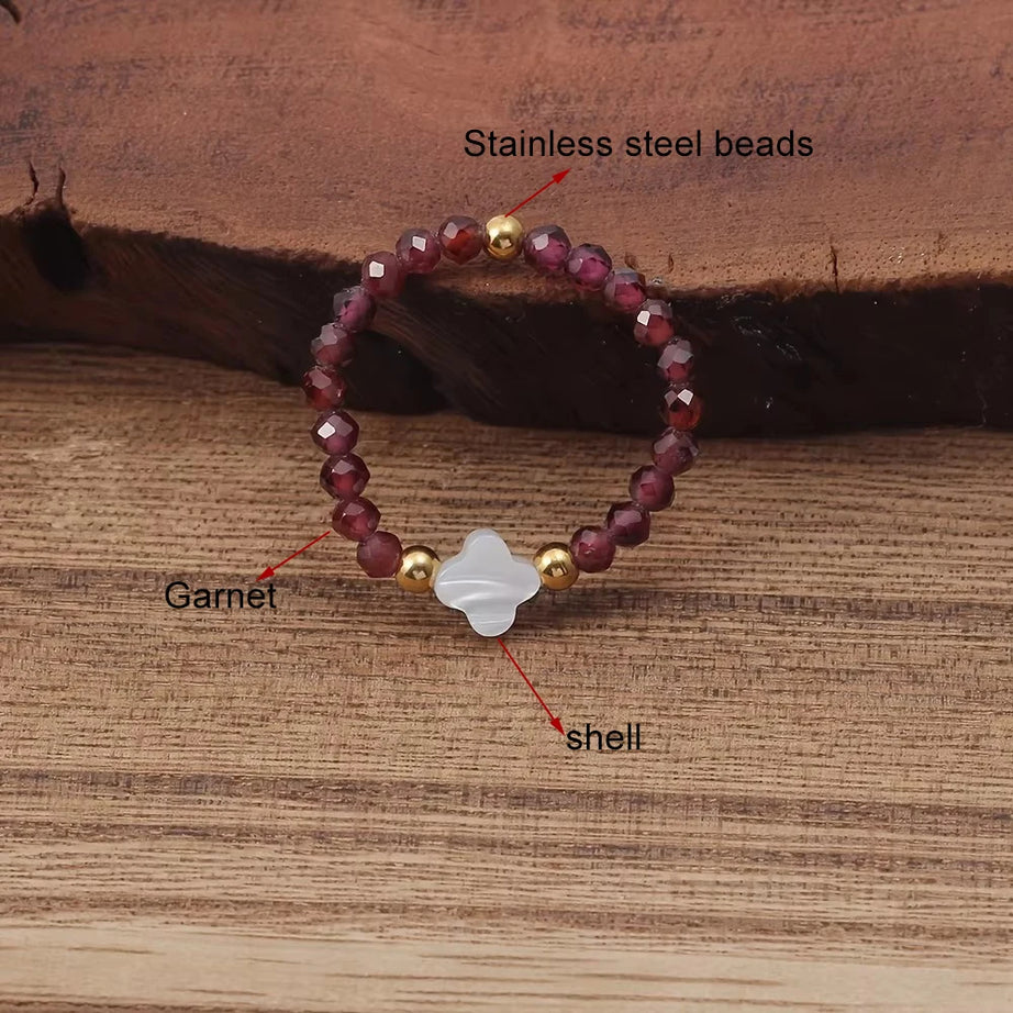 Crystal Stone Beaded Boho Ring — Amethyst, Moonstone & Turquoise