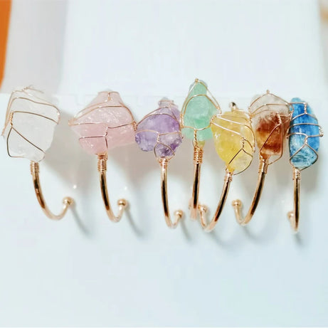 Irregular Natural Geode Stone Rings Agate Slices Wide Open Ring for Women Men Boho Resizable Finger Jewelry - Charlie Dolly