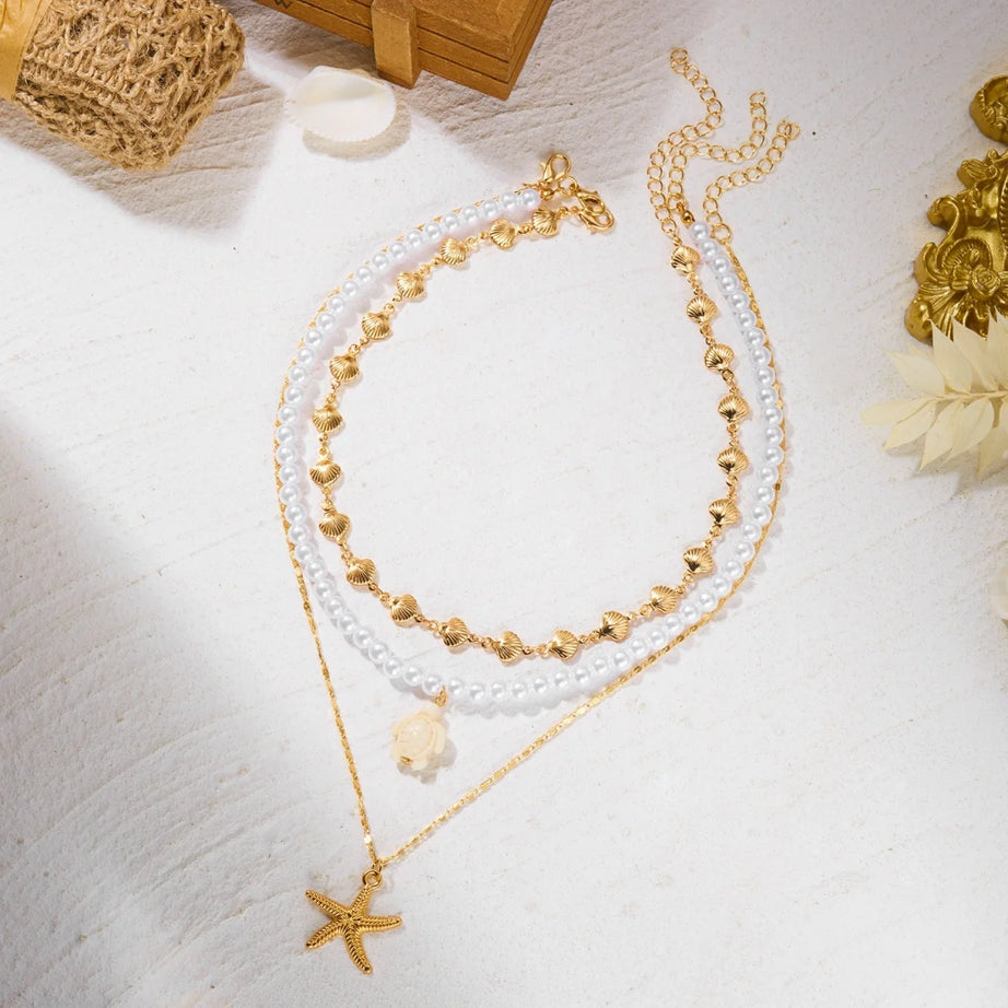Turtle, Starfish and Shell Fishtail Boho Choker