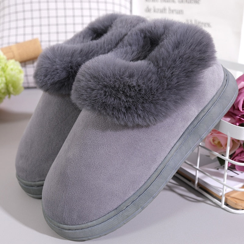 FONGIMIC Slippers For Women Winter Warm Cotton Slippers Ladies Winter Velvet Home Floor Thick Bottom Cartoon House leisure Shoes