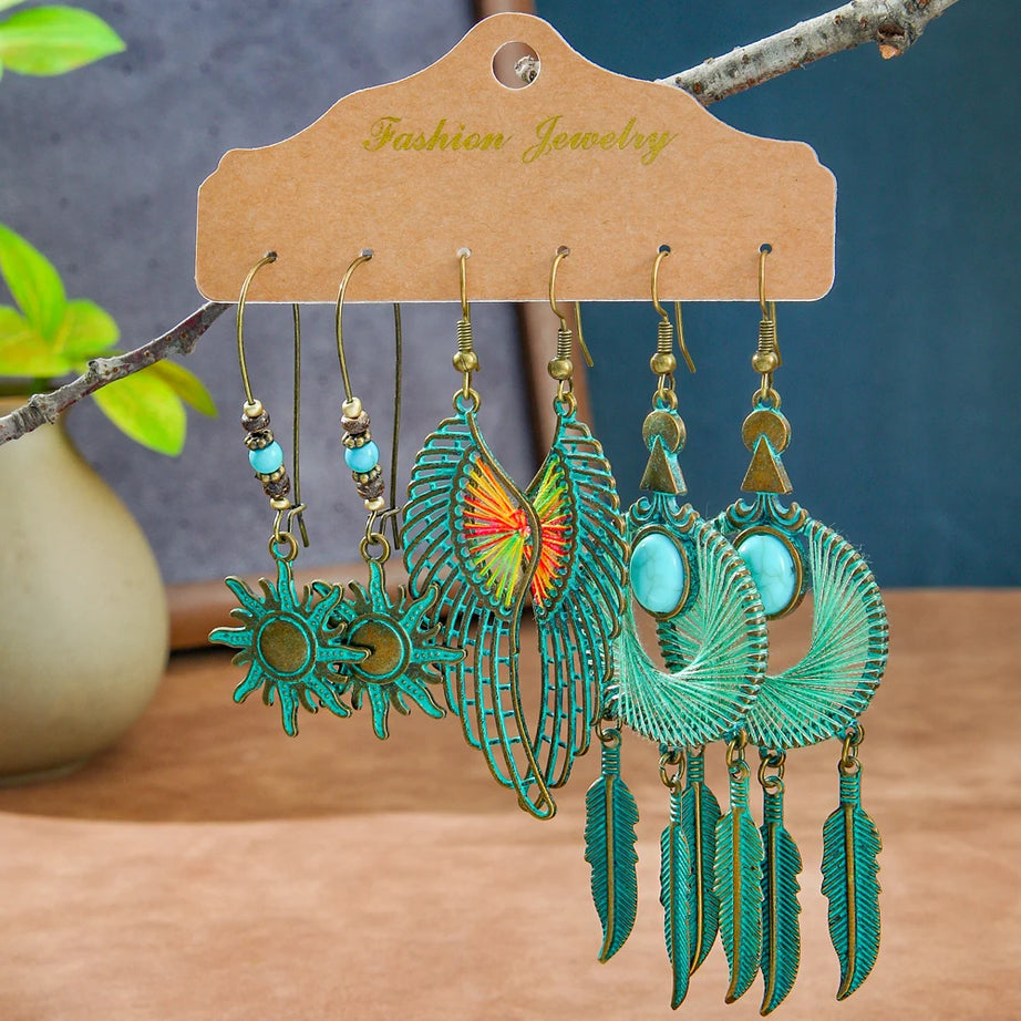 Antique Round Vintage Drop Earrings Jewelry