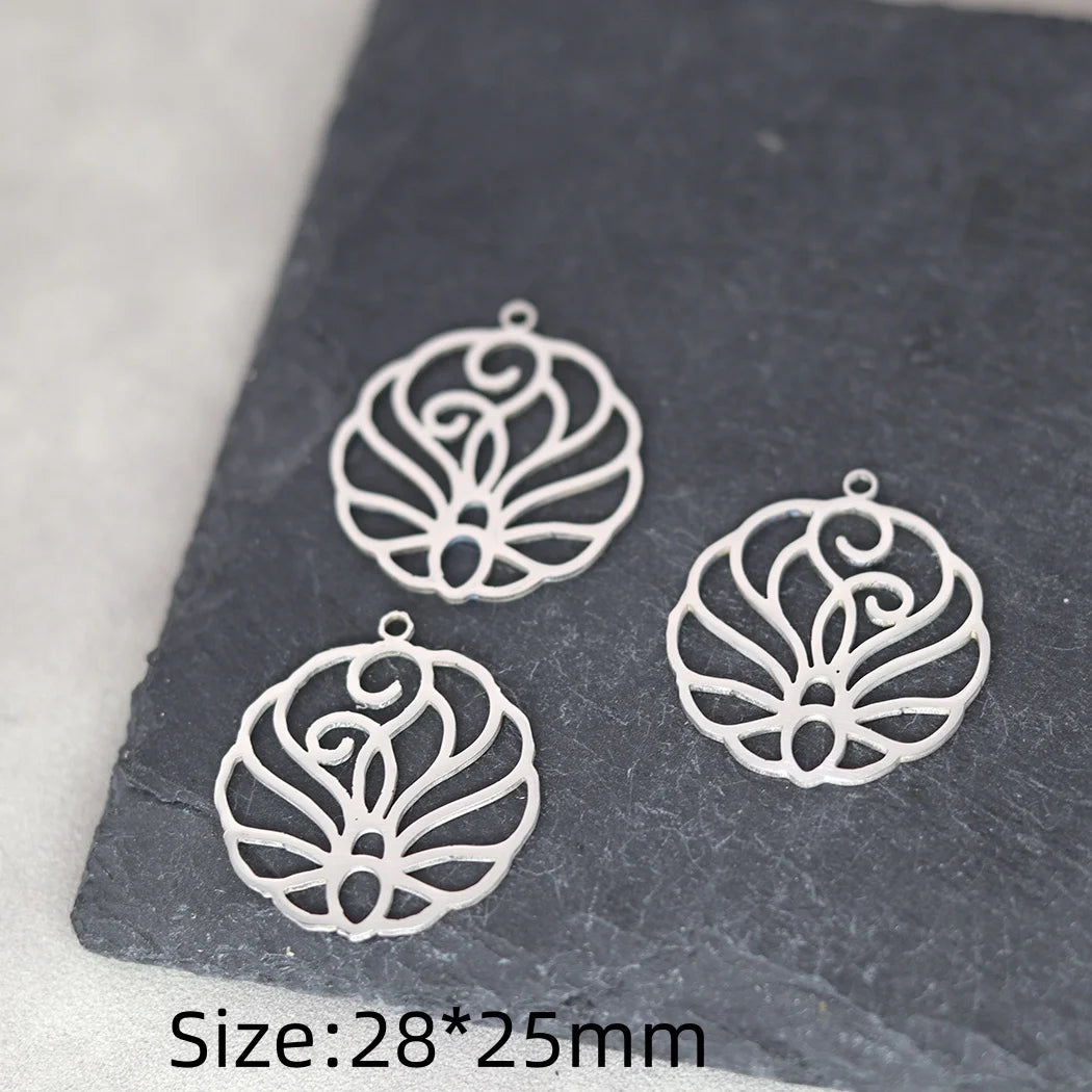 3pcs Exquiaite Amulet Moon Lotus Flower Charms DIY Craft Earrings Necklace Jewelry Making Yogo Buddhism Stainless Steel Pendant