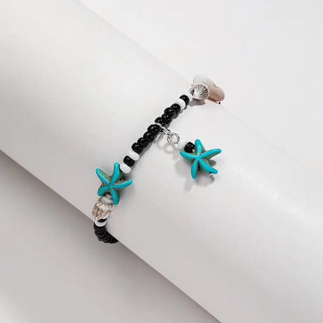 Shell and Starfish Rice Bead Handmade Boho Anklet