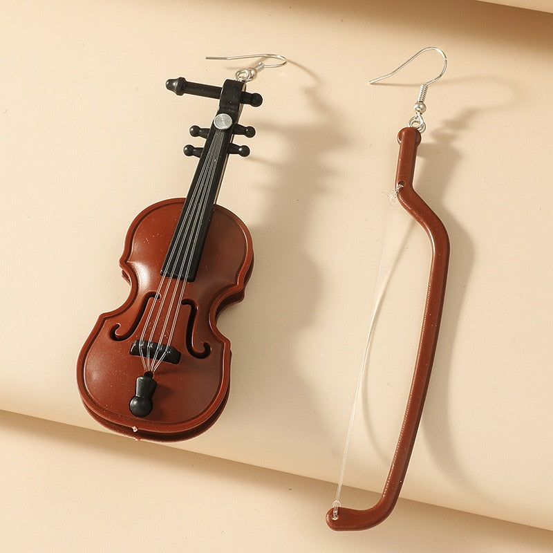 Creative Funny Violin Pendant Earrings For Women Cute DIY Handmade Leaf Fruit Scissors Acrylic Eardrop Party Jewelry Gift 2021 - Charlie Dolly
