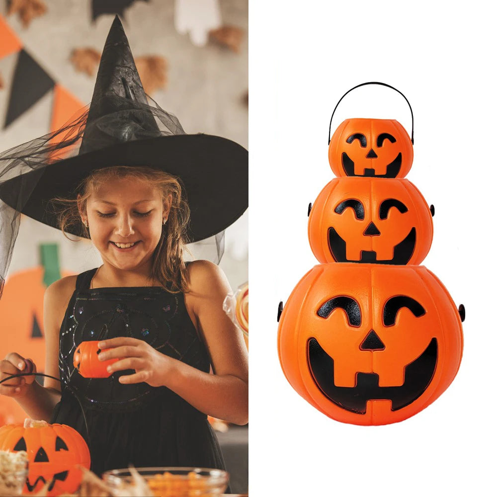 Halloween Pumpkin Bucket for Candy Snack Gift Holder Portable Boxes Kids Trick or Treat Packaging Halloween Decoration 2024 - Charlie Dolly