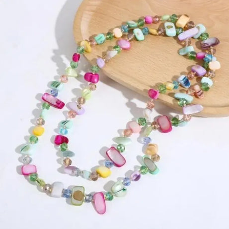 Irregular Stone Crystal Double Layer Necklace Jewelry