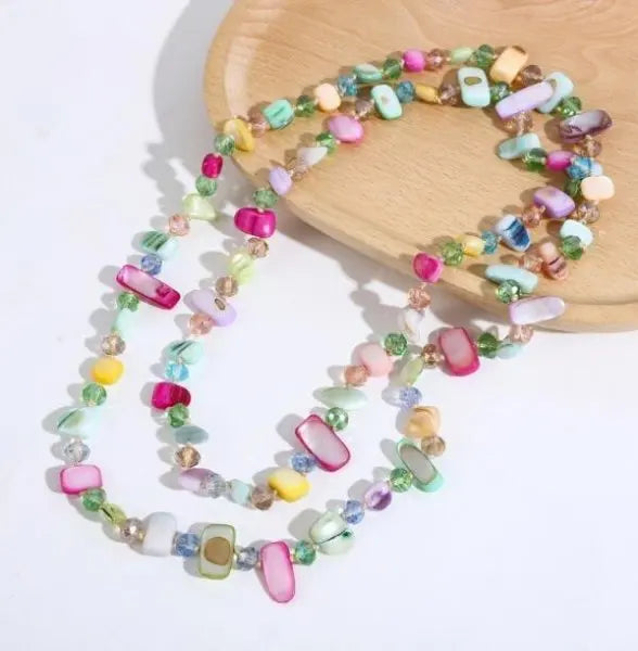 Irregular Stone Crystal Double Layer Necklace Jewelry