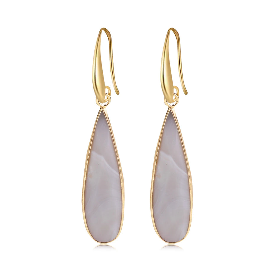 Rose Quartz Clear Quartz Teardrop Healing Earrings Jewelry