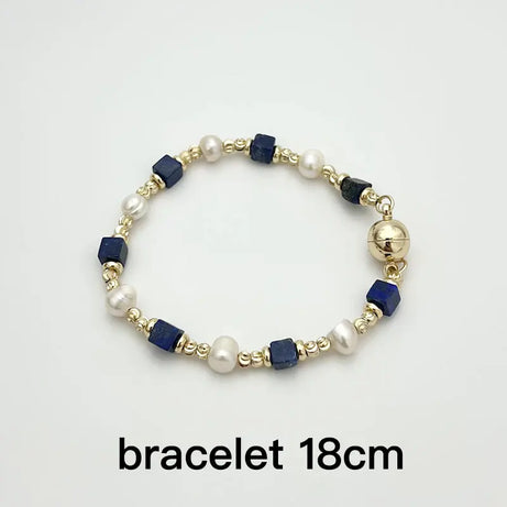 Natural Freshwater Pearl Necklace 4X4 lapis lazuli Bracelet Earring Plated 14K Gold Accessories - Charlie Dolly