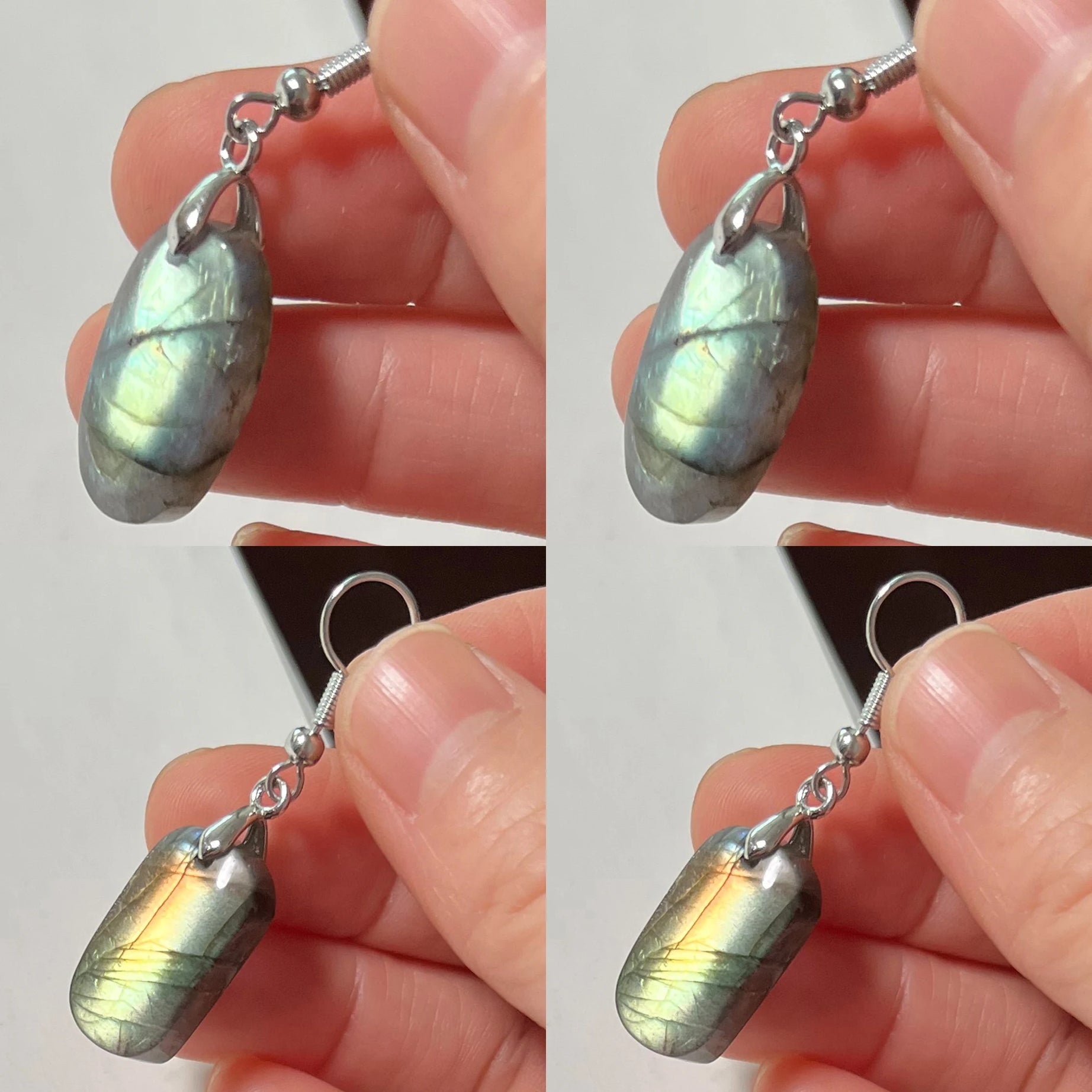 Blue Labradorite Pendant & Earrings Set, Raw Natural Stone Unisex Boho Jewelry