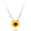 Delysia King Women Cute Holidays Leisure Time Sunflower Necklace Student Campus Pearl Romantic Resin Personality Pendant - Charlie Dolly