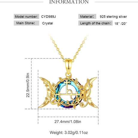 Lilith Sigil Triple Moon Necklace, S925 Silver with 18K Gold