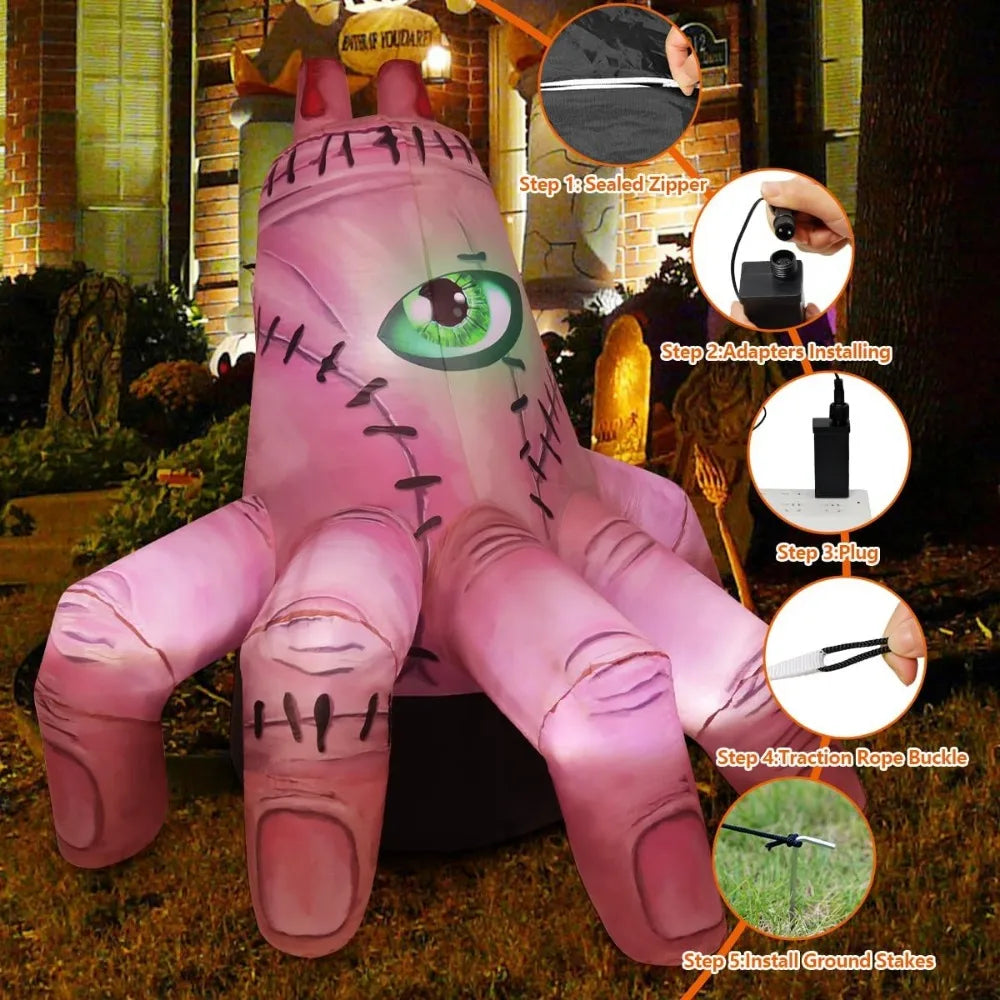 Halloween Inflatables Hand Outdoor Decorations Blow Up Yard Scary Giant with Built-in LEDs for Indoor Party Garden Lawn Decor - Charlie Dolly