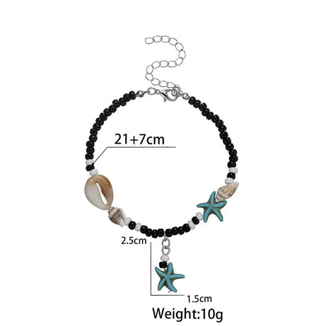 Shell and Starfish Rice Bead Handmade Boho Anklet