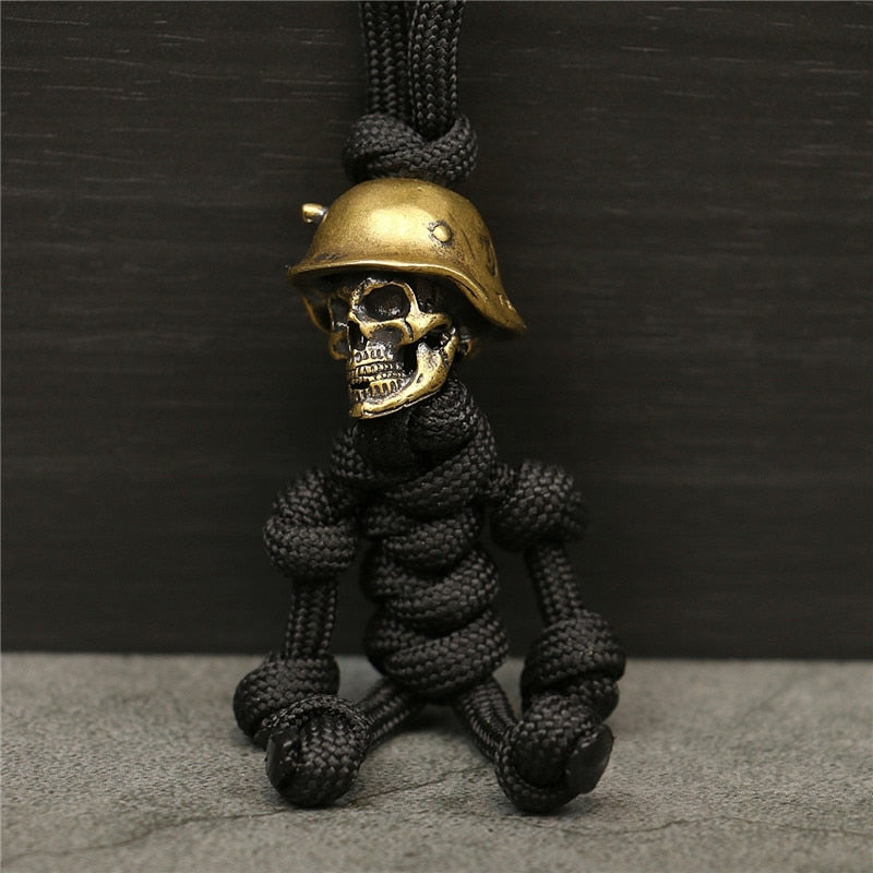 Skull Head Soldier King Keychain Lanyard Pendants Jewelry EDC Outdoor Knife Bead Tool Punk DIY Paracord Handmade Woven Accessory - Charlie Dolly