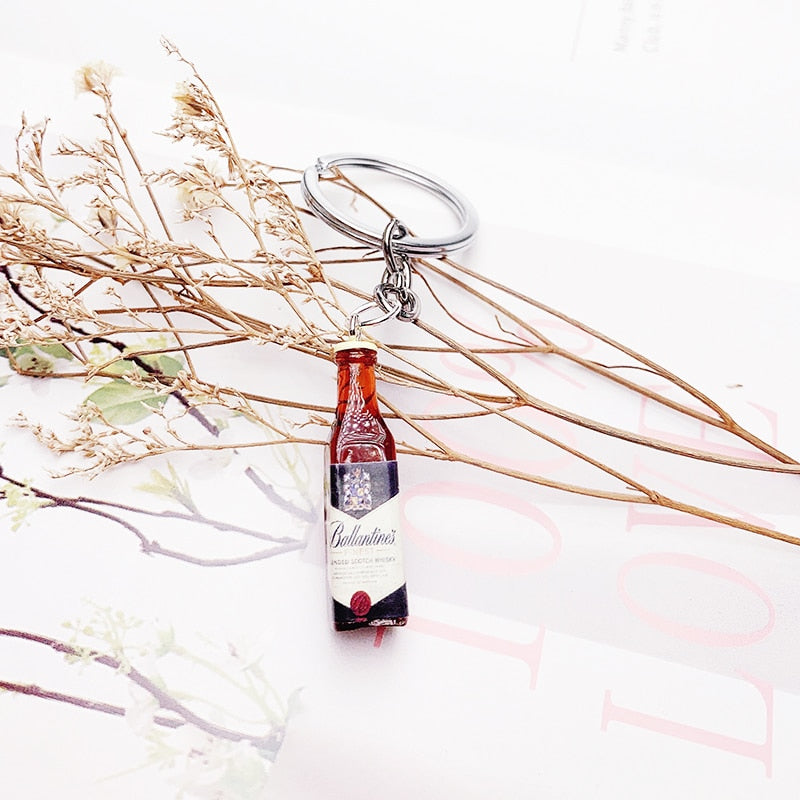 Wine Bottle Keychain Resin Simulation Mini Beer Cocktail Men Women Boyfriend Key Chain Alcohol Lovers Father's Day Gift - Charlie Dolly