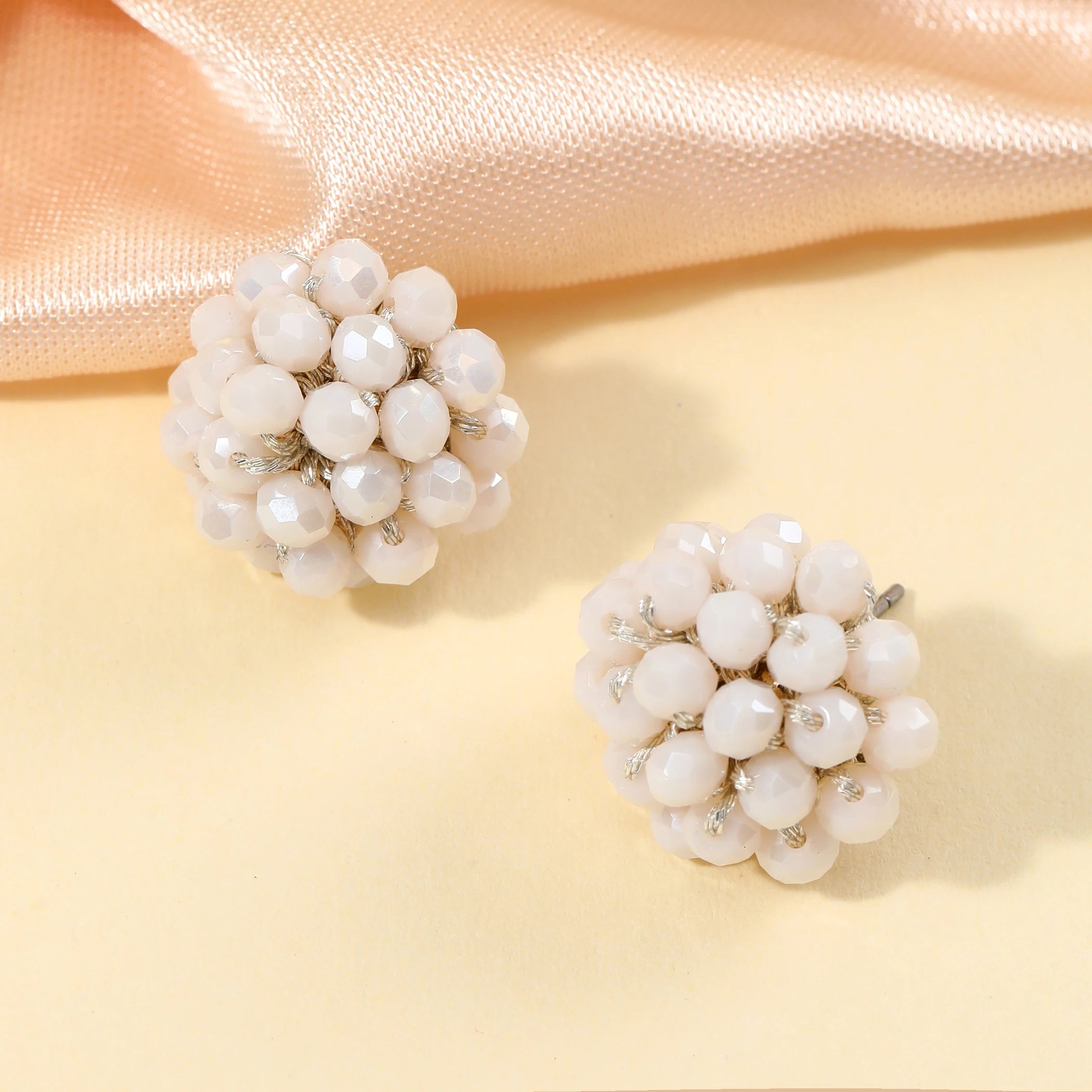 INKDEW Beads Round Stud Earrings for Women Handmade Crystal Beads Earrings Braided Big Earrings Jewelry Gift boho EA166