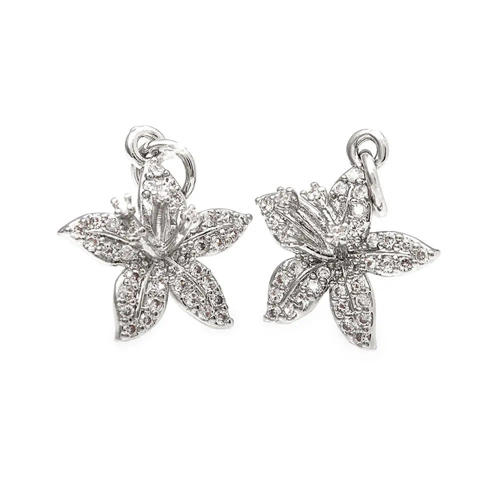 18K Gold Color Brass and Zircon Lotus Flower Necklaces Charms Pendants High Quality Diy Jewelry Accessories Making Supplies