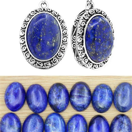 Natural Lapis Lazuli Earrings Snail Flower Pendant For Women Vintage Antique Silver Plated Fashion Jewelry Anniversary Gift - Charlie Dolly